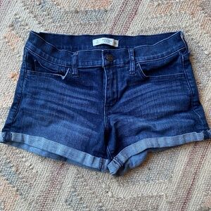 Abercrombie & Fitch Dark Wash Cuffed Jean Shorts - Size 28” / 6